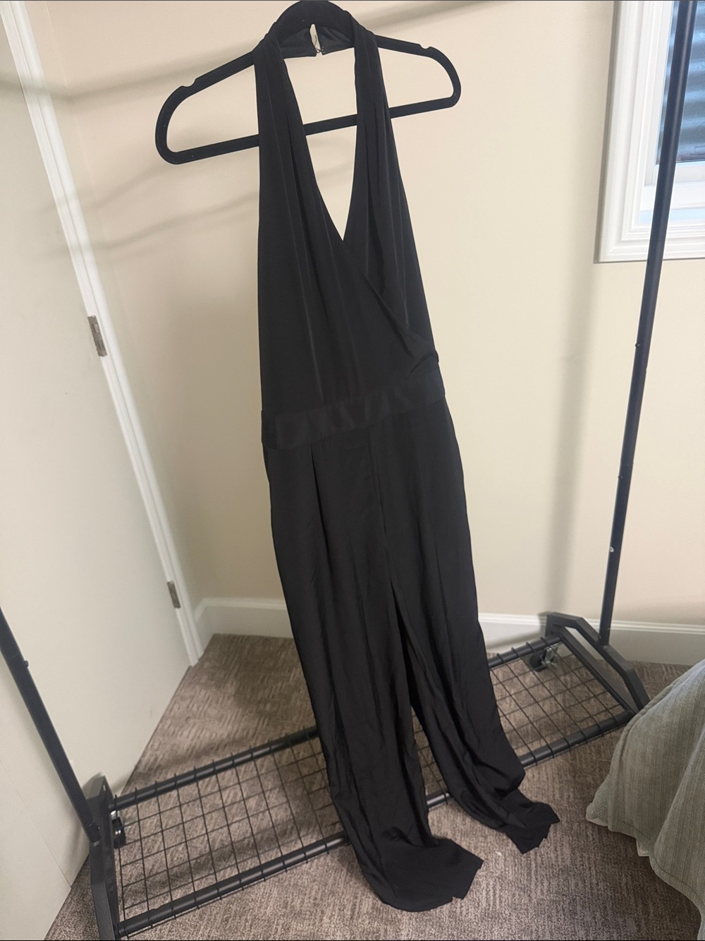 Express Black Halter V‑Neck Jumpsuit